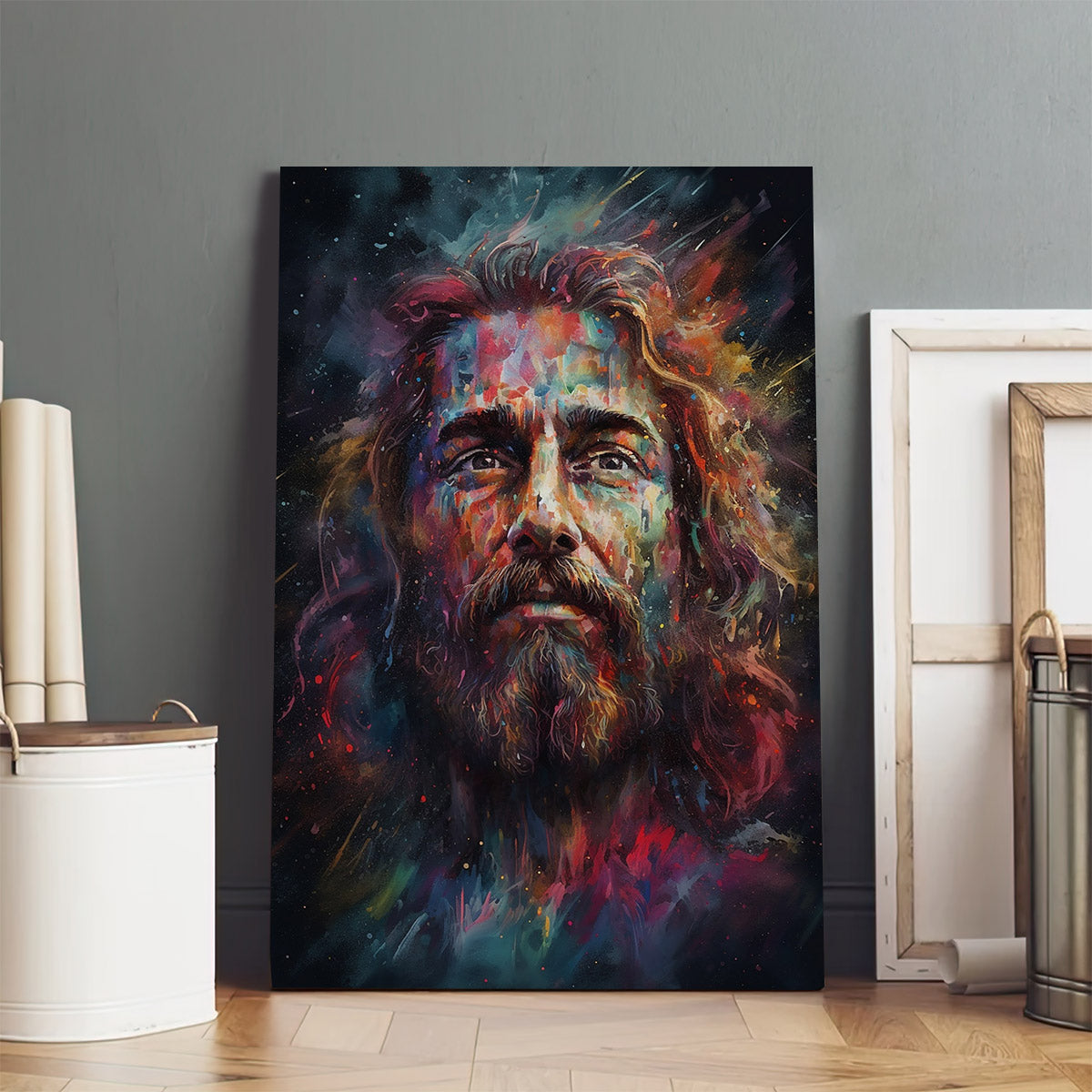 Jesus In The Midst Of Space And Galaxy - Canvas Picture - Jesus Christ Canvas - Christian Wall Art