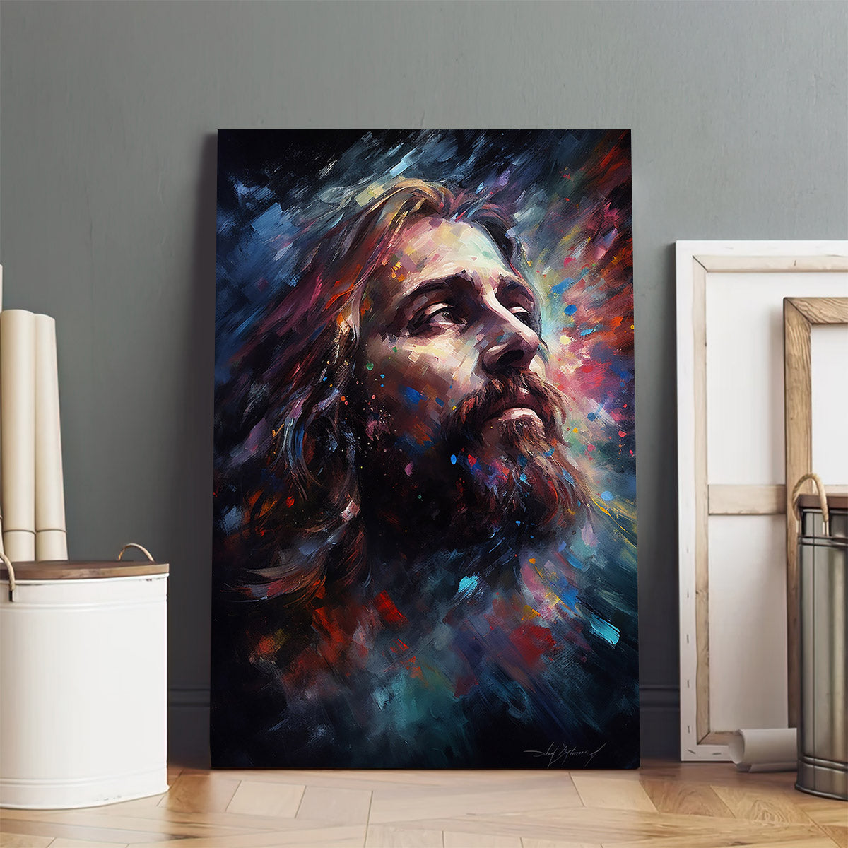 Jesus In The Midst Of Space And Galaxy 1 - Canvas Picture - Jesus Christ Canvas - Christian Wall Art