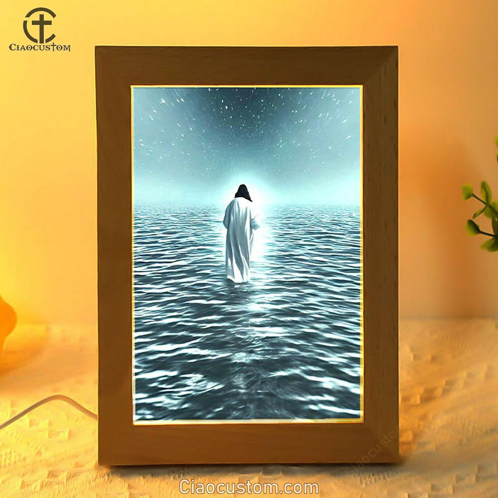 Jesus In The Water Frame Lamp Pictures - Christian Wall Art - Jesus Frame Lamp Art