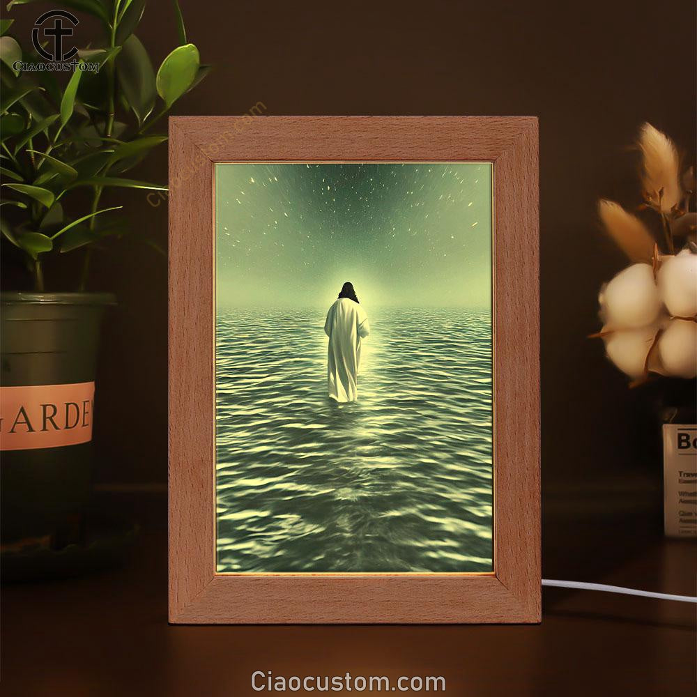 Jesus In The Water Frame Lamp Pictures - Christian Wall Art - Jesus Frame Lamp Art
