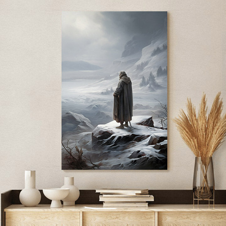 Jesus In Winter Scene - Snow And Ice Landscape 1 - Jesus Canvas Pictures - Christian Wall Art