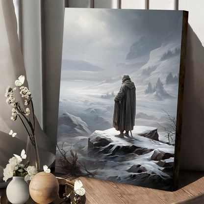 Jesus In Winter Scene - Snow And Ice Landscape 1 - Jesus Canvas Pictures - Christian Wall Art