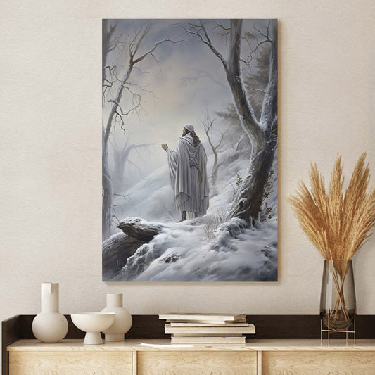 Jesus In Winter Scene - Snow And Ice Landscape 2 - Jesus Canvas Pictures - Christian Wall Art
