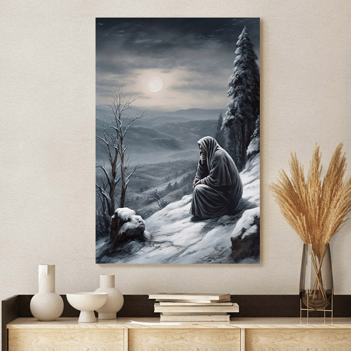 Jesus In Winter Scene - Snow And Icy Landscape - Jesus Canvas Pictures - Christian Wall Art