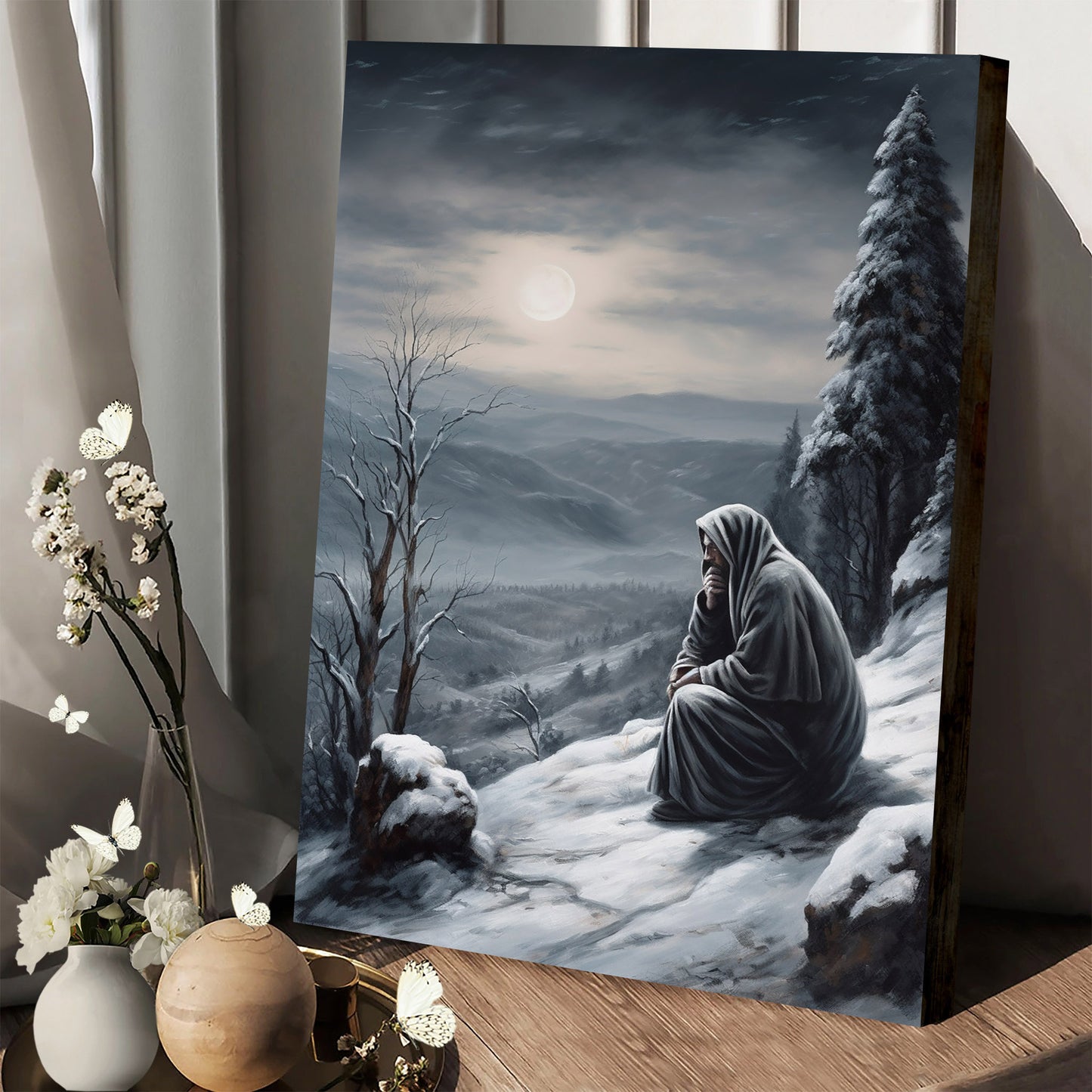 Jesus In Winter Scene - Snow And Icy Landscape - Jesus Canvas Pictures - Christian Wall Art