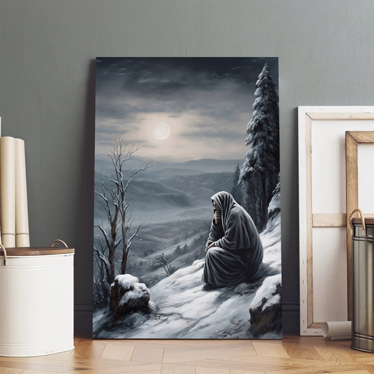 Jesus In Winter Scene - Snow And Icy Landscape - Jesus Canvas Pictures - Christian Wall Art