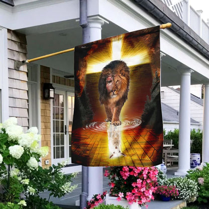 Jesus Is Alive The Lion And The Lamb Jesus Christ Lion And Lamb House Flags - Christian Garden Flags - Outdoor Christian Flag