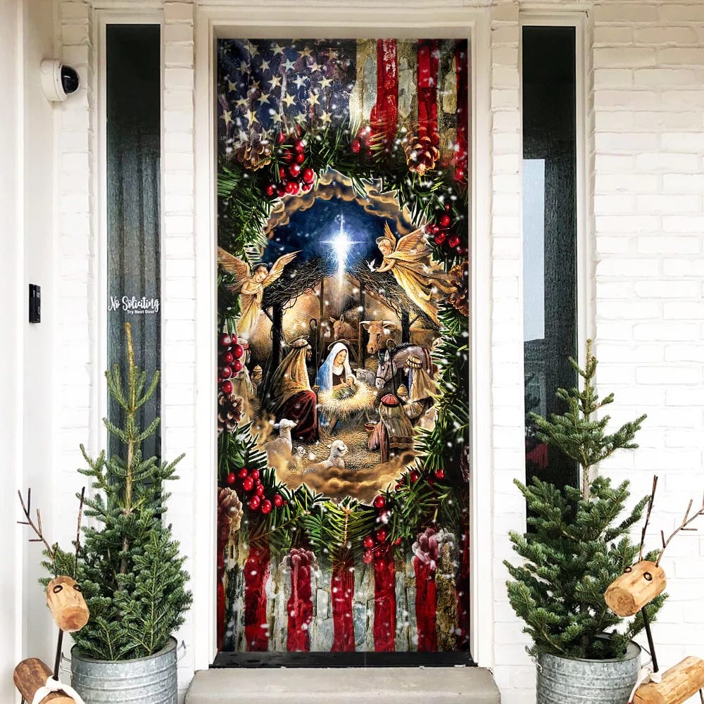 Jesus Is Born - Nativity Of Jesus Door Cover - Religious Door Decorations - Christian Home Decor