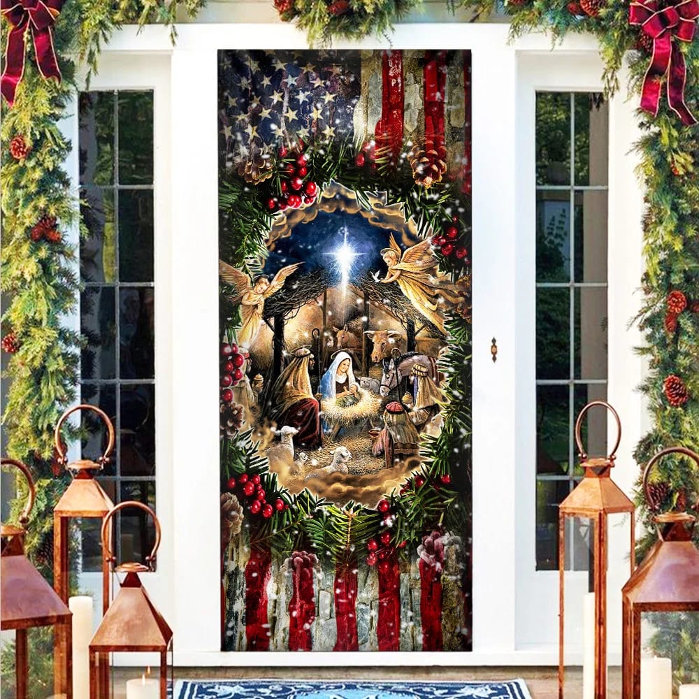 Jesus Is Born - Nativity Of Jesus Door Cover - Religious Door Decorations - Christian Home Decor