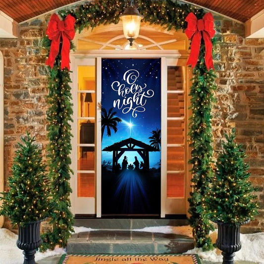 Jesus Is Born Door Cover - Christmas Silent Night Door Cover - Jesus Door Cover