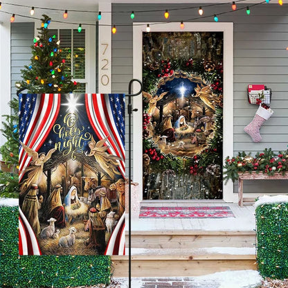 Jesus Is Born Door Cover - Christmas Silent Night Door Cover &amp Banner Home Decor - Jesus Door Cover