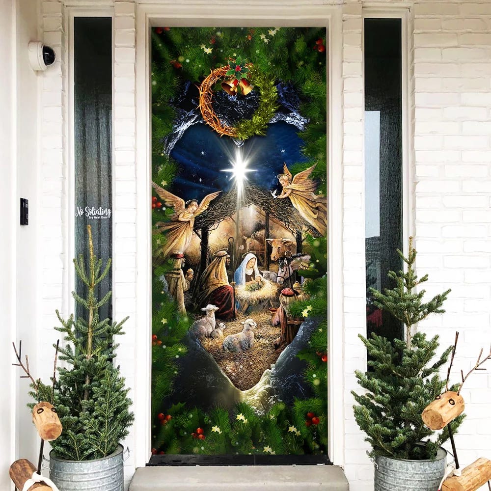 Jesus Is Born Door Cover - Nativity Of Jesus Door Cover - Religious Door Decorations