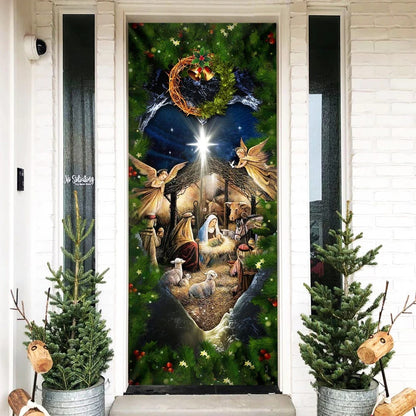 Jesus Is Born Door Cover - Nativity Of Jesus Door Cover - Religious Door Decorations