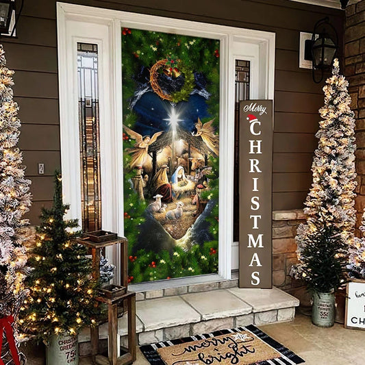 Jesus Is Born Door Cover - Nativity Of Jesus Door Cover - Religious Door Decorations