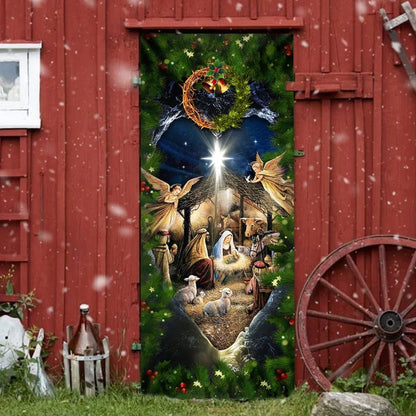 Jesus Is Born Door Cover - Nativity Of Jesus Door Cover - Religious Door Decorations