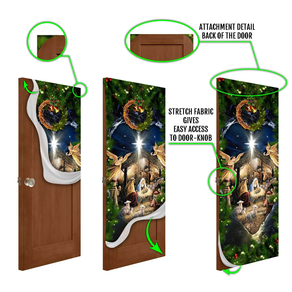 Jesus Is Born Door Cover - Nativity Of Jesus Door Cover - Religious Door Decorations