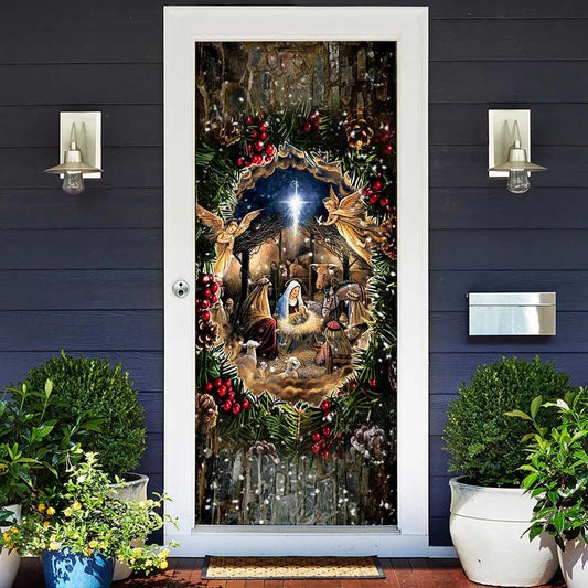 Jesus Is Born Door Cover 1 - Religious Door Decorations - Christian Home Decor