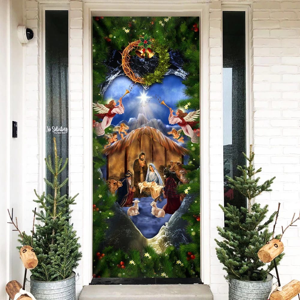 Jesus Is Born Nativity Of Jesus Door Cover - Religious Door Decorations - Christian Home Decor