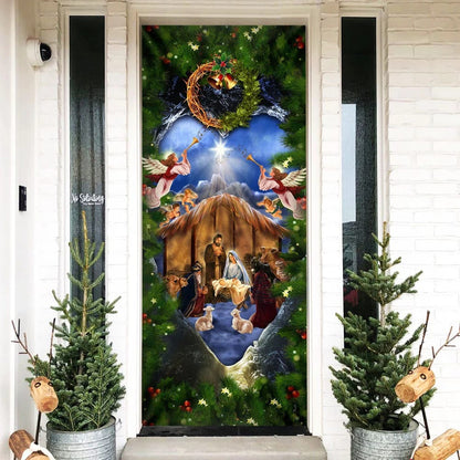 Jesus Is Born Nativity Of Jesus Door Cover - Religious Door Decorations - Christian Home Decor