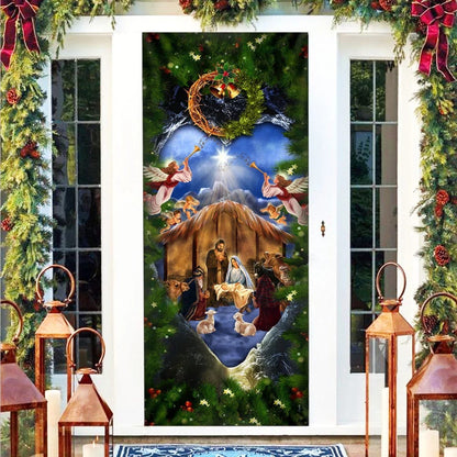 Jesus Is Born Nativity Of Jesus Door Cover - Religious Door Decorations - Christian Home Decor