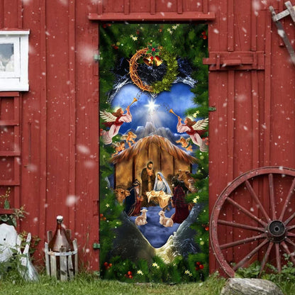 Jesus Is Born Nativity Of Jesus Door Cover - Religious Door Decorations - Christian Home Decor