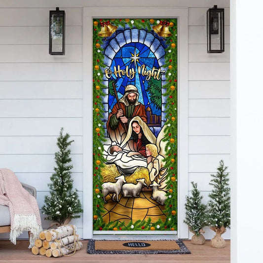 Jesus Is Born O Holy Night Nativity of Jesus Christmas Door Cover - Jesus Door Cover