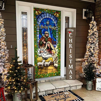Jesus Is Born O Holy Night Nativity of Jesus Christmas Door Cover - Jesus Door Cover