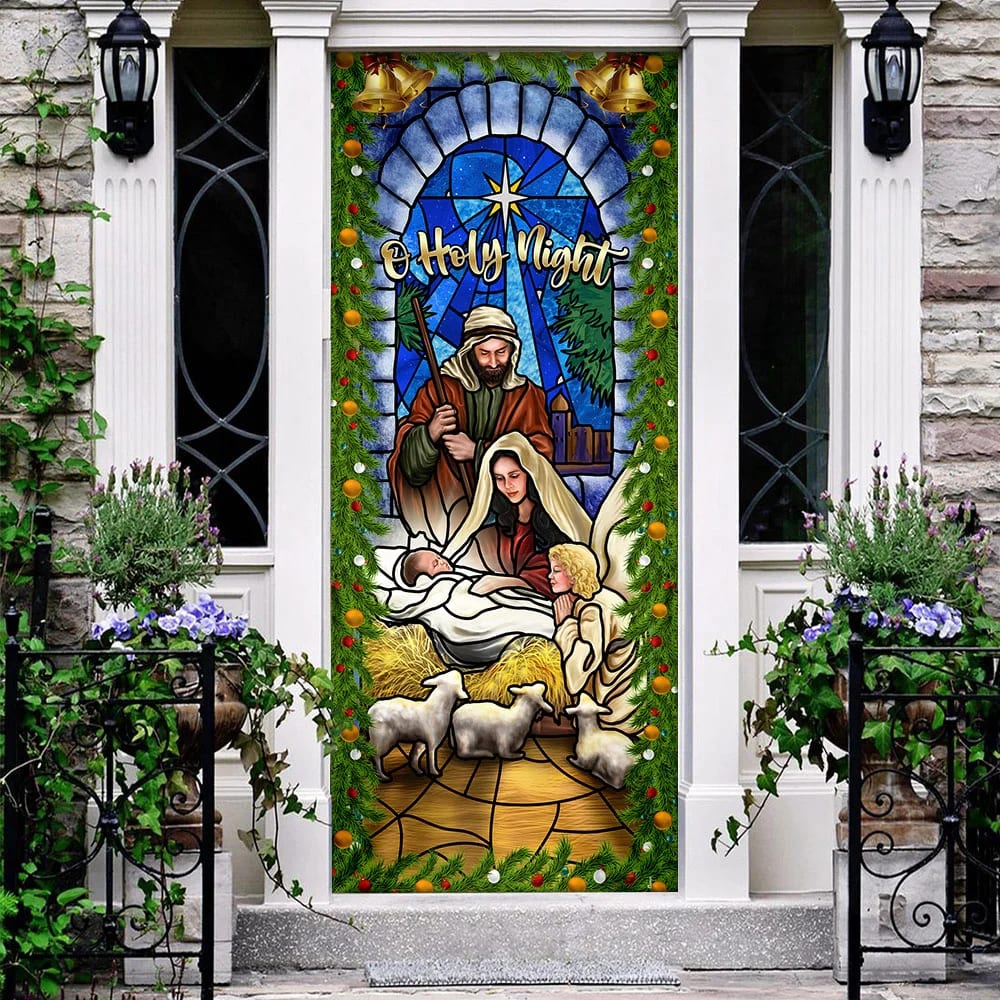 Jesus Is Born O Holy Night Nativity of Jesus Christmas Door Cover - Jesus Door Cover
