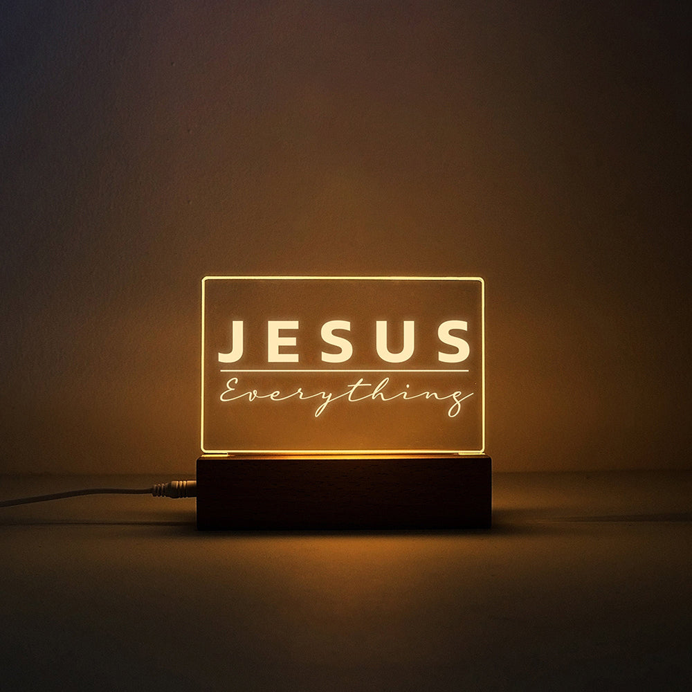 Jesus Is Everything Led Night Light - Bible Verse Led Light - New Home Gift - Gift For Christian