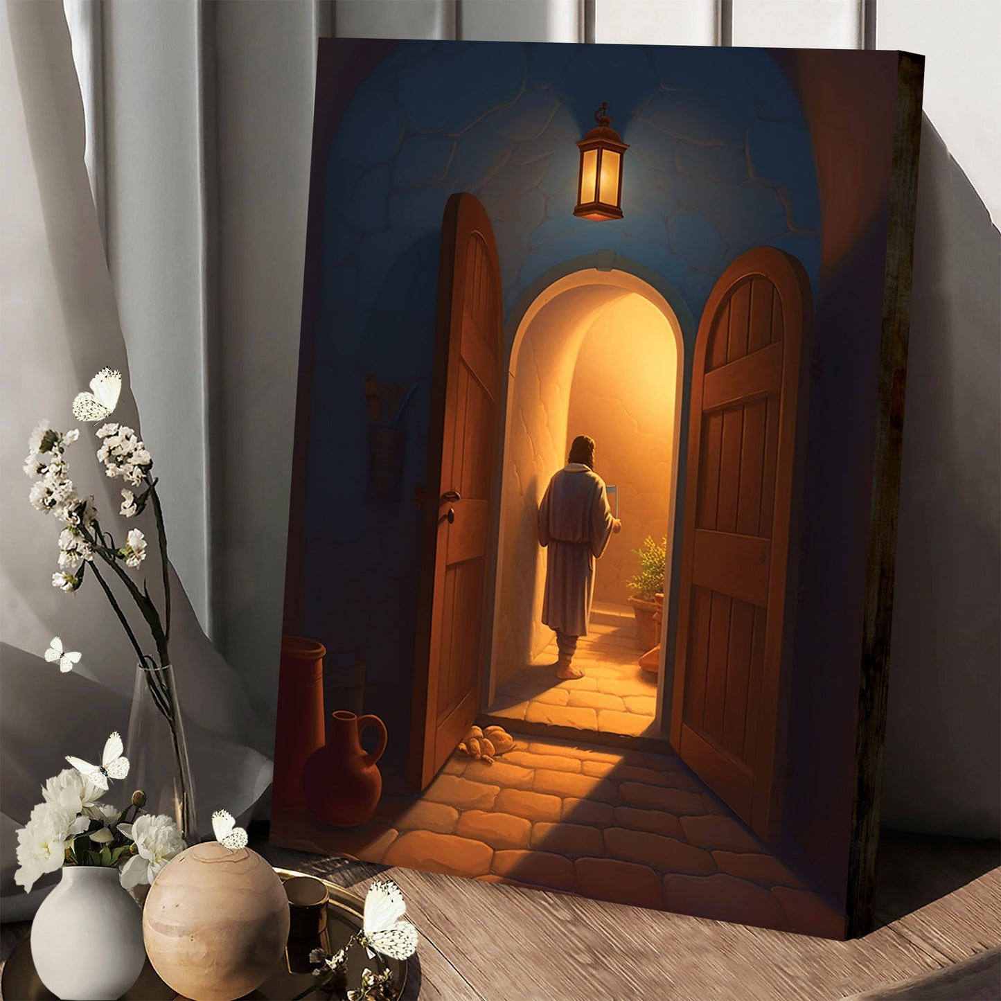Jesus Is Holding A Lantern - Canvas Picture - Jesus Christ Canvas - Christian Wall Art