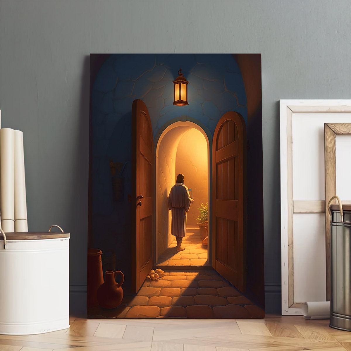 Jesus Is Holding A Lantern - Canvas Picture - Jesus Christ Canvas - Christian Wall Art