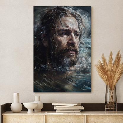 Jesus Is In The Water Painting - Canvas Picture - Jesus Christ Canvas - Christian Wall Art