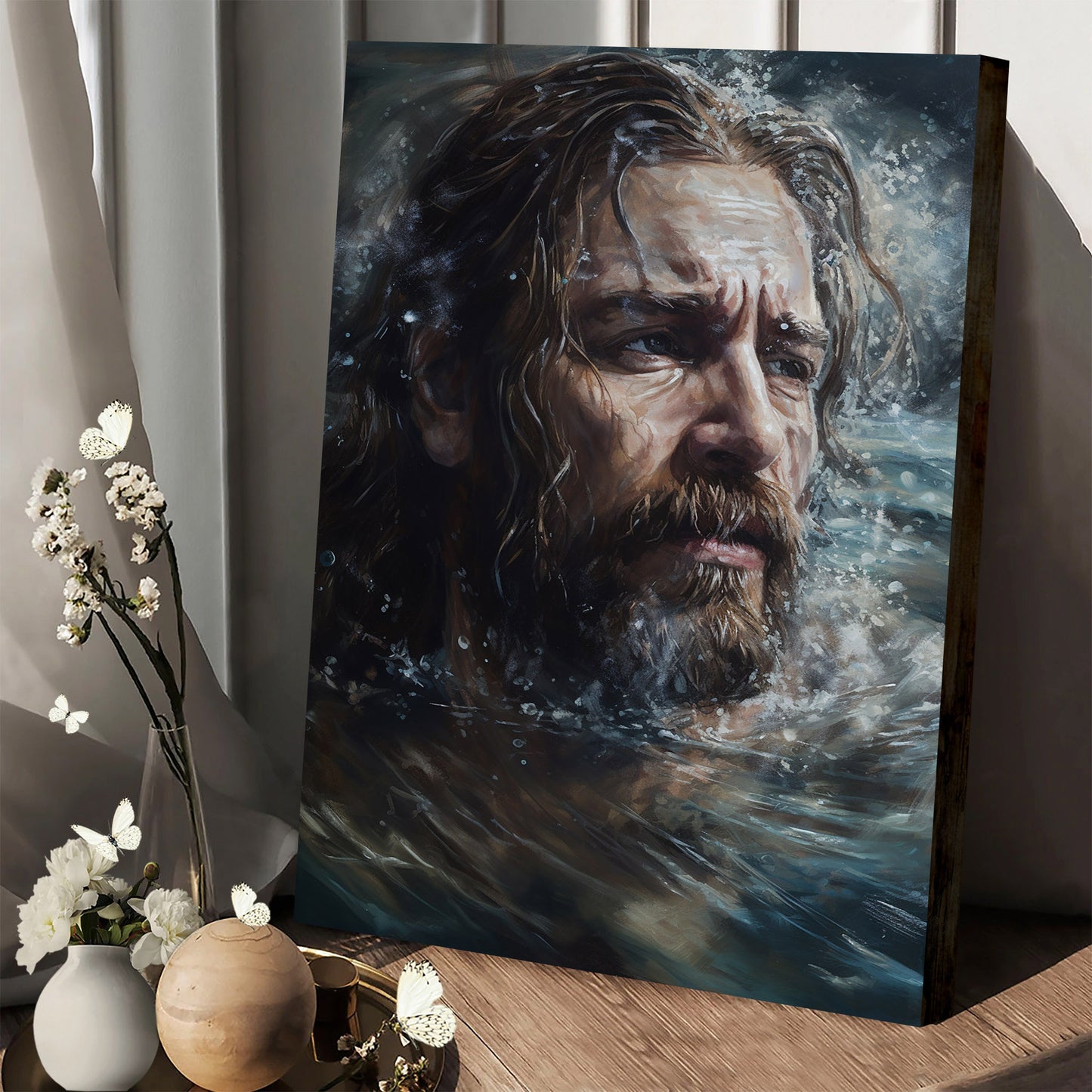 Jesus Is In The Water Painting - Canvas Picture - Jesus Christ Canvas - Christian Wall Art