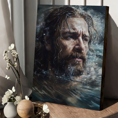 Jesus Is In The Water Painting - Canvas Picture - Jesus Christ Canvas - Christian Wall Art