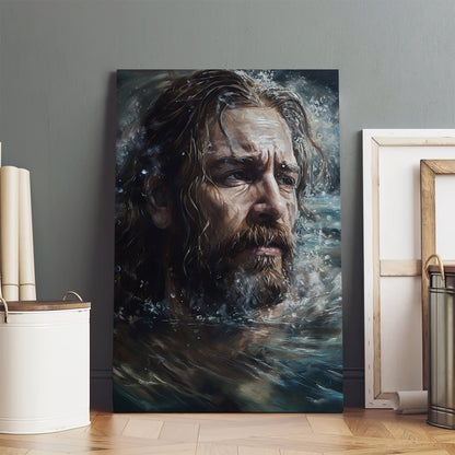 Jesus Is In The Water Painting - Canvas Picture - Jesus Christ Canvas - Christian Wall Art