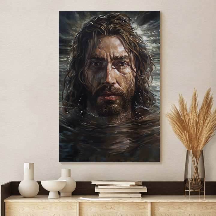 Jesus Is In The Water Painting 1 - Canvas Picture - Jesus Christ Canvas - Christian Wall Art