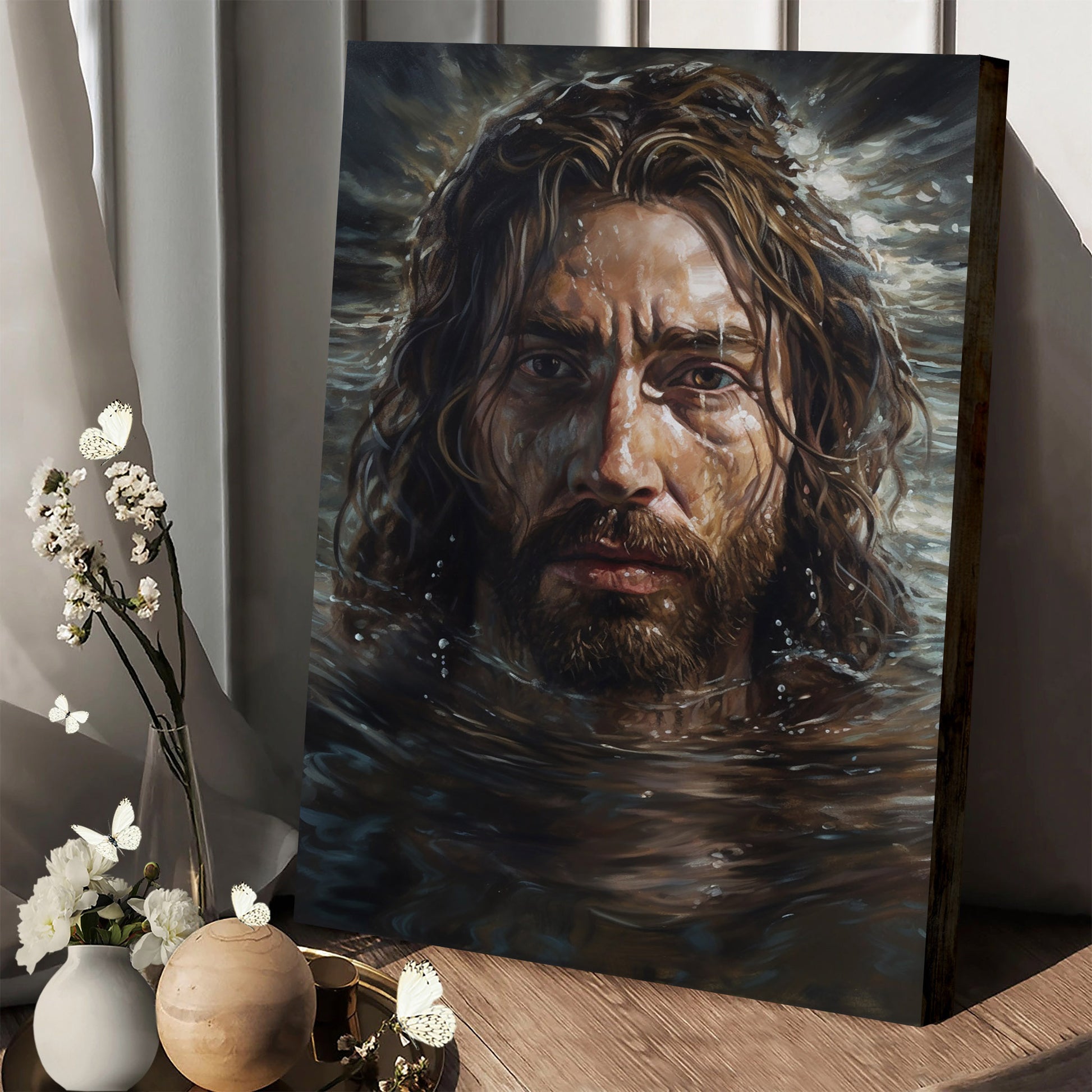 Jesus Is In The Water Painting 1 - Canvas Picture - Jesus Christ Canvas - Christian Wall Art