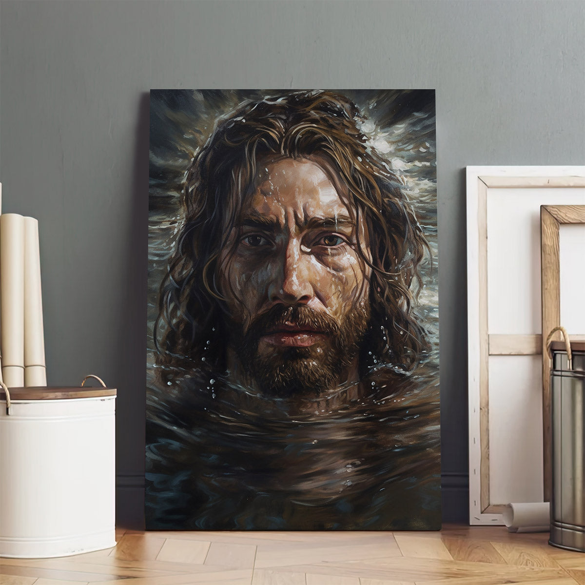 Jesus Is In The Water Painting 1 - Canvas Picture - Jesus Christ Canvas - Christian Wall Art