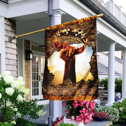 Jesus Is King Christian House Flag - Christian Garden Flags - Christian Flag - Religious Flags