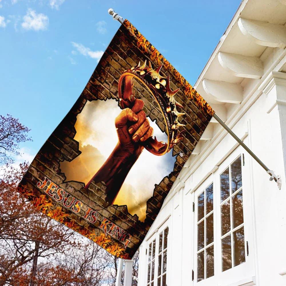 Jesus Is King Christian House Flag - Christian Garden Flags - Christian Flag - Religious Flags