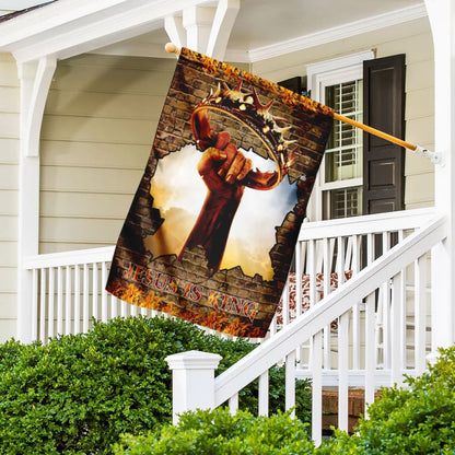 Jesus Is King Christian House Flag - Christian Garden Flags - Christian Flag - Religious Flags