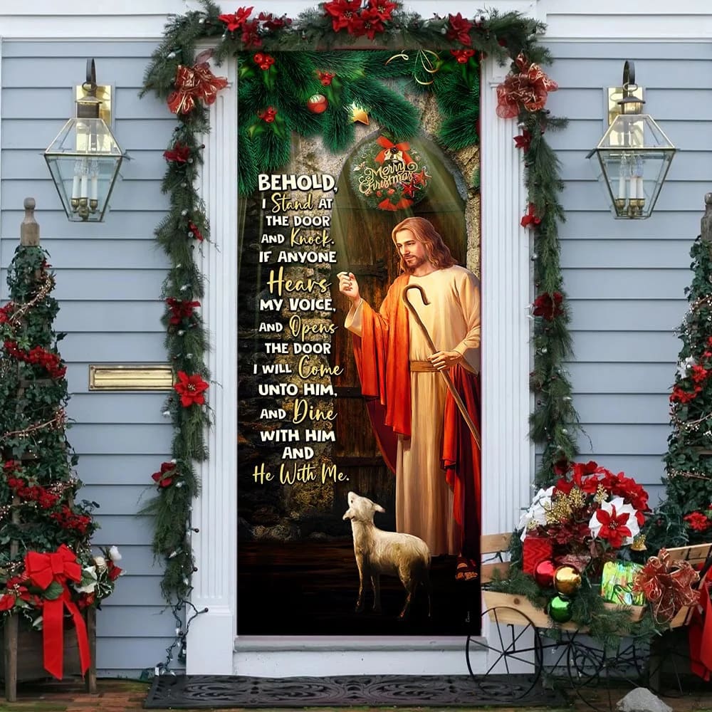 Jesus Is Knocking At The Door - Jesus Christ Door Cover - Religious Door Decorations