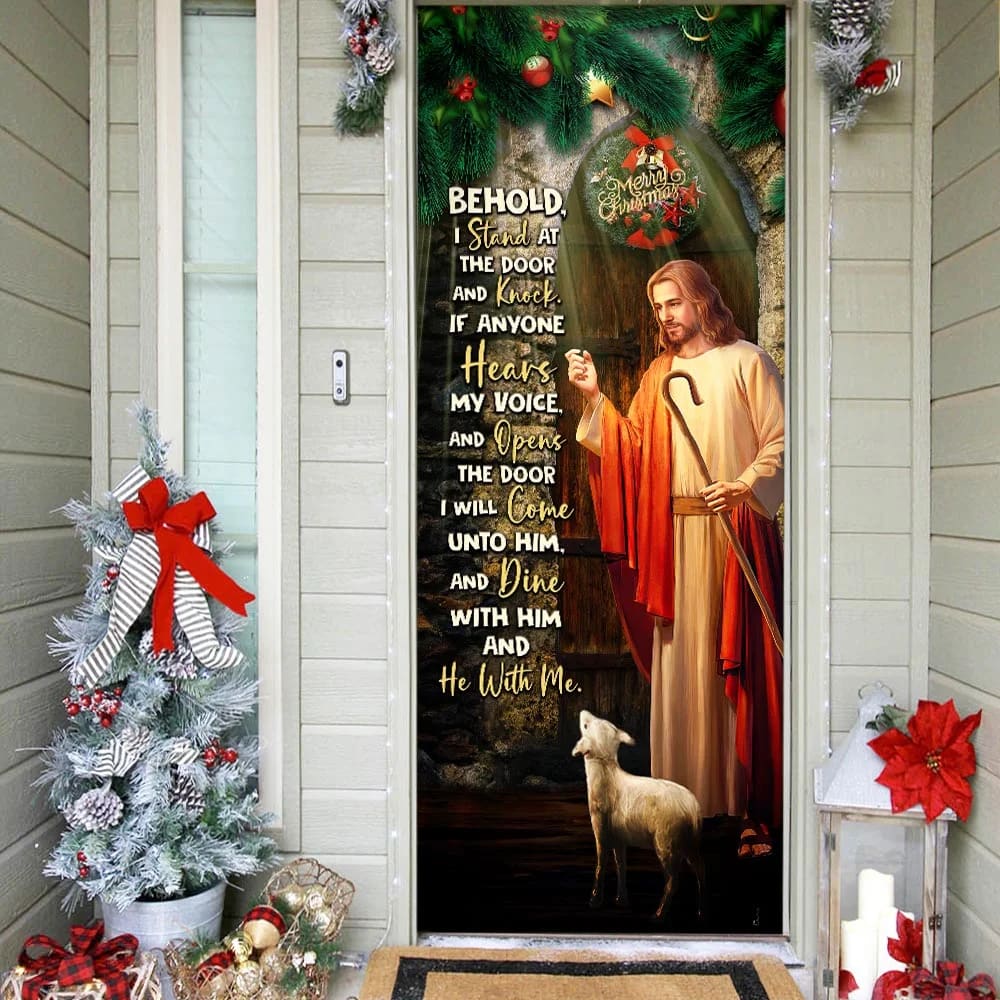 Jesus Is Knocking At The Door - Jesus Christ Door Cover - Religious Door Decorations