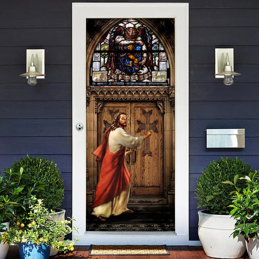 Jesus Is Knocking At The Door Door Cover - Religious Door Decorations - Christian Home Decor