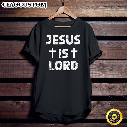 Jesus Is Lord Cross Graphic Christian Woman’s Men Girls Premium Unisex T Shirt - Men Women T-Shirts