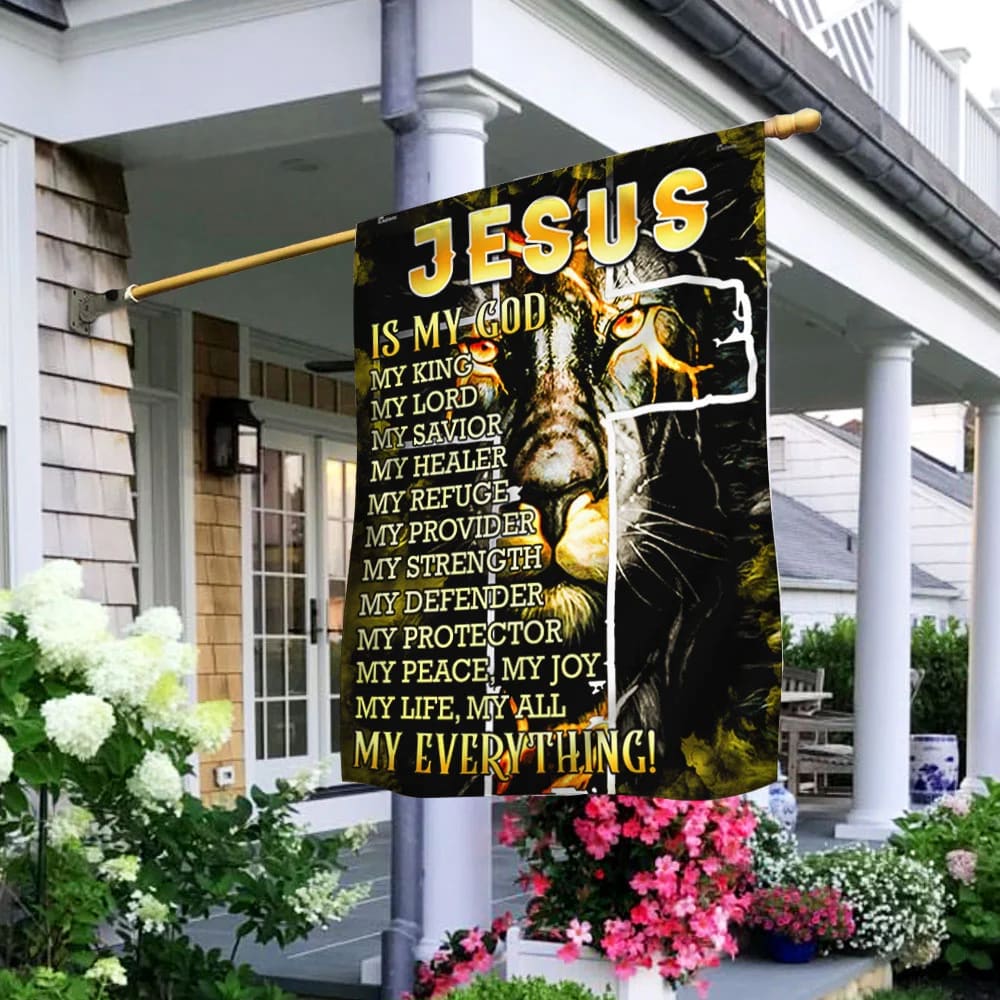 Jesus Is My Everything House Flags - Christian Garden Flags - Outdoor Christian Flag