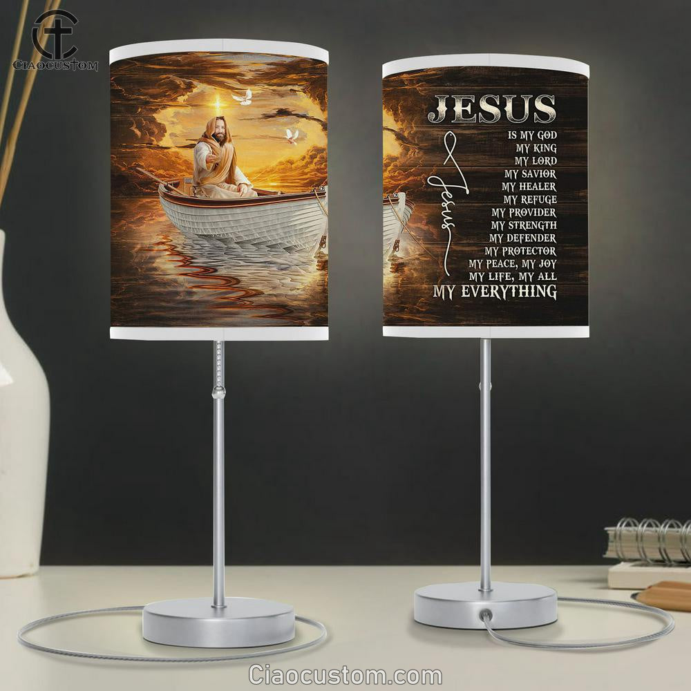 Jesus Is My Everything Table Lamp - A Boat Trip With Jesus Table Lamp Art - Christian Lamp Art Decor - Bible Verse Table Lamp