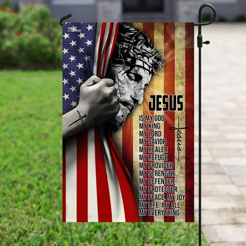 Jesus Is My God House Flag - Christian Garden Flags - Christian Flag - Religious Flags