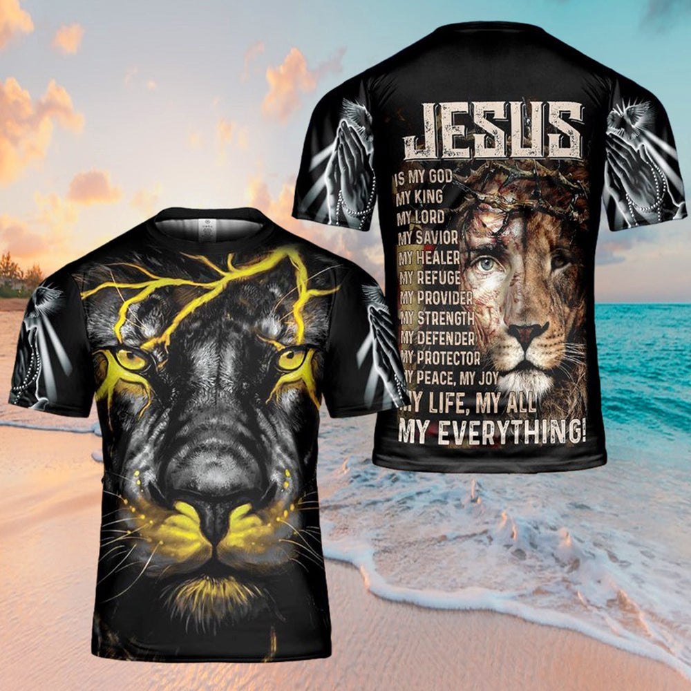 Jesus Is My God Lion Lighting 3d T Shirts - Christian Shirts For Men&Women