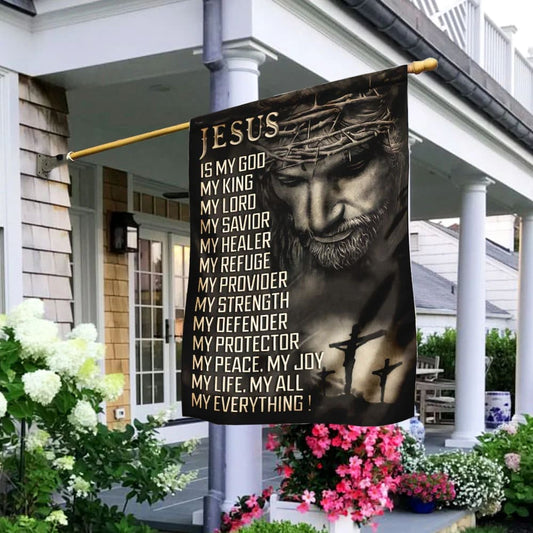 Jesus Is My God My Lord My Savior House Flag - Christian Garden Flags - Christian Flag - Religious Flags